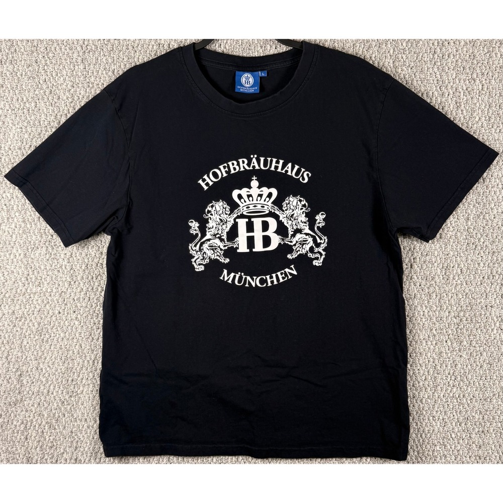 Hofbrauhaus Munchen T-Shirt Large Black Beer Hall German Souvenir Graphic Tee L